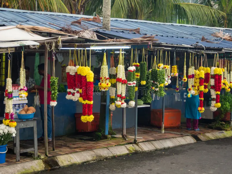 kuala lumpur malaysia indian flower shop batu caves temple hindu shrine 210117018