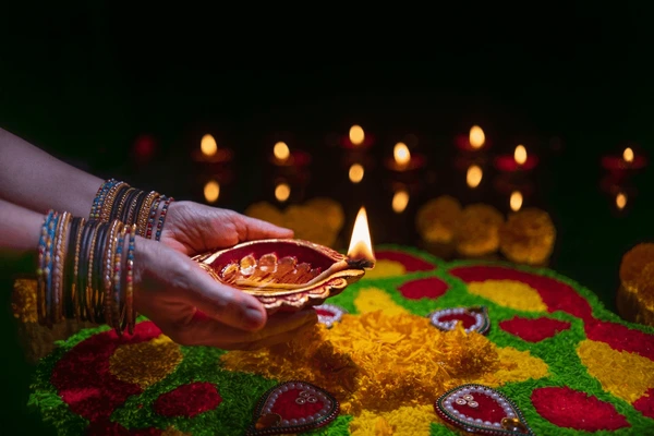 clay diya lamps lit during 600nw 2371175539